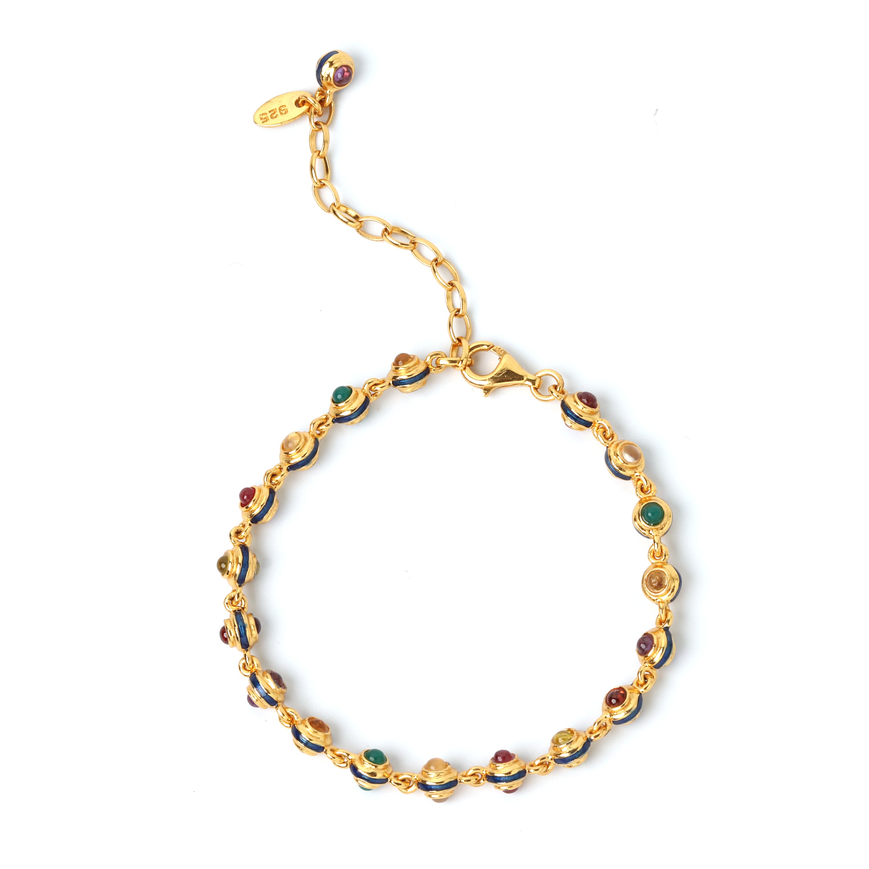 Luxury multi color gemstone bracelet for women with gold plated finish