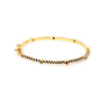 Blue enamel gemstone bangle in gold plated sterling silver