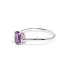 Natural Amethyst Oval Solitaire Ring in 925 Sterling Silver