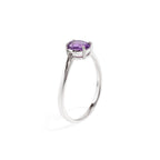 Natural Amethyst Oval Solitaire Ring in 925 Sterling Silver