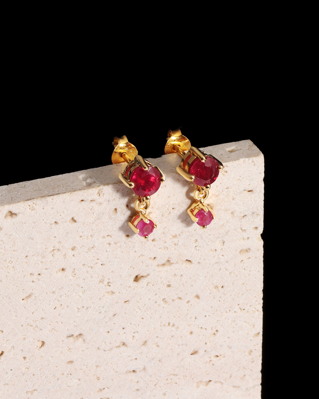 Ruby Drop Earrings in 18K Gold
