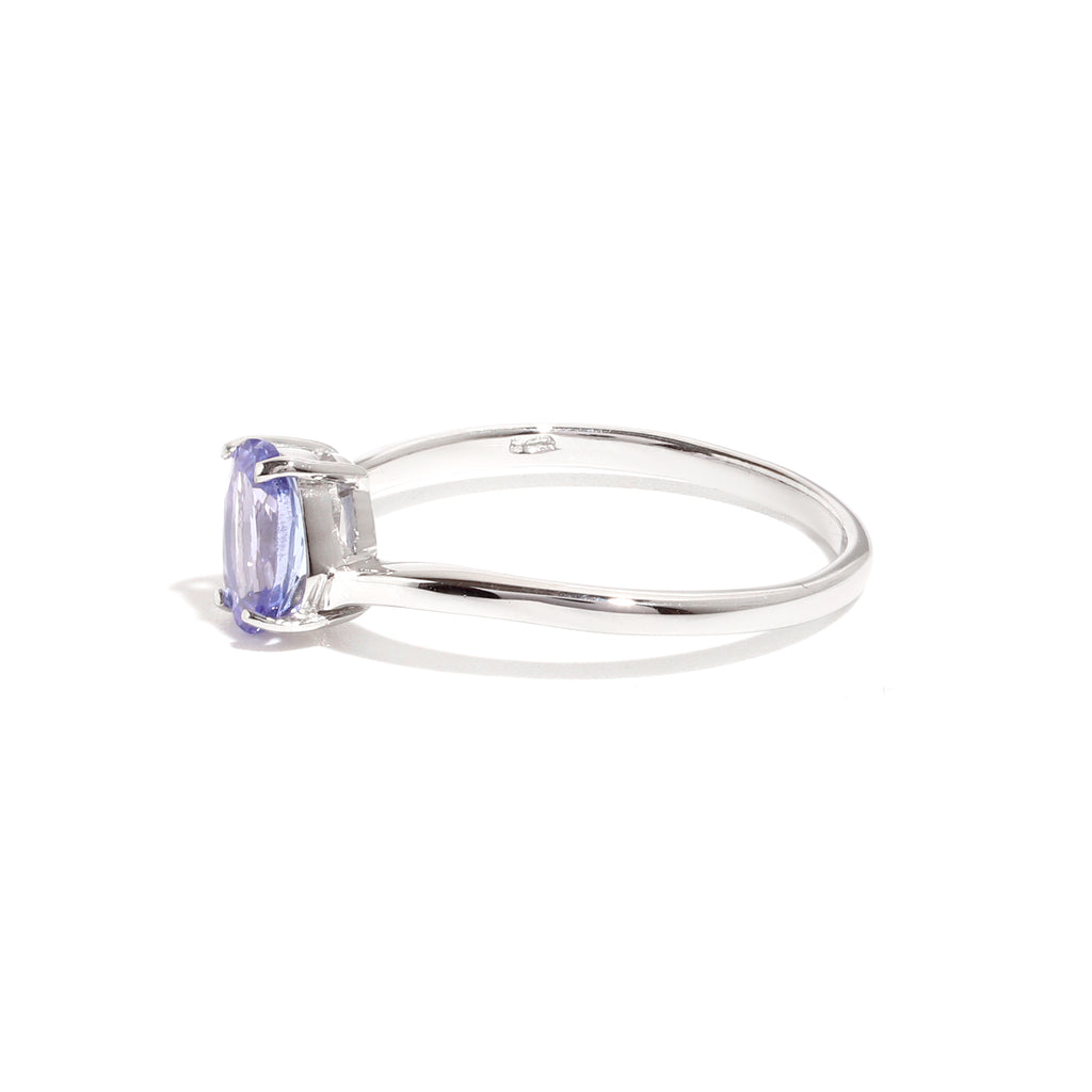 Natural Tanzanite Oval Solitaire Ring in 925 Sterling Silver