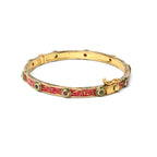 Handcrafted multigemstone bangle with red enamel detailing