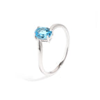 Natural Blue Topaz Oval Solitaire Ring in 925 Sterling Silver