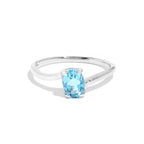 Natural Blue Topaz Oval Solitaire Ring in 925 Sterling Silver