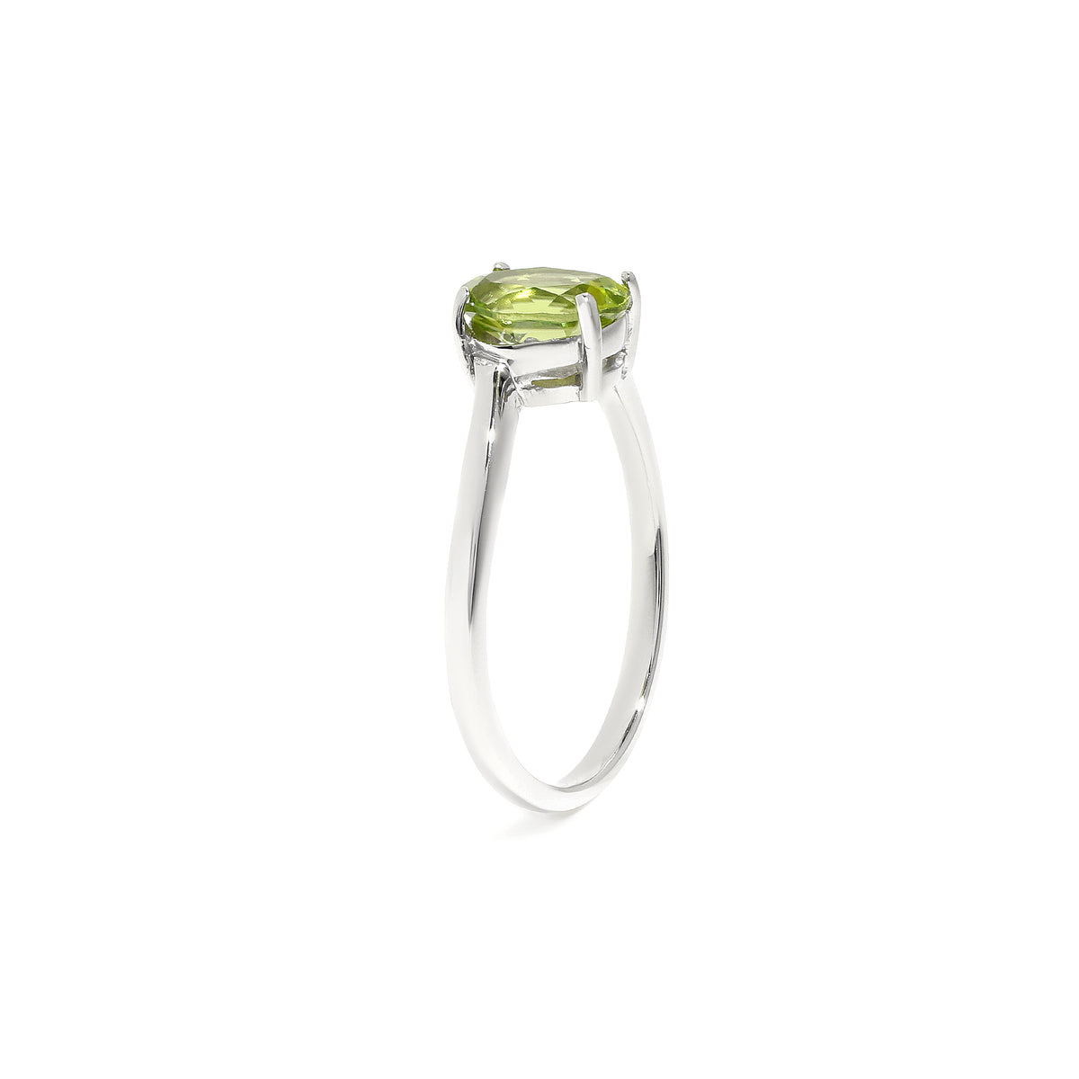 Natural Peridot Oval Solitaire Ring in 925 Sterling Silver