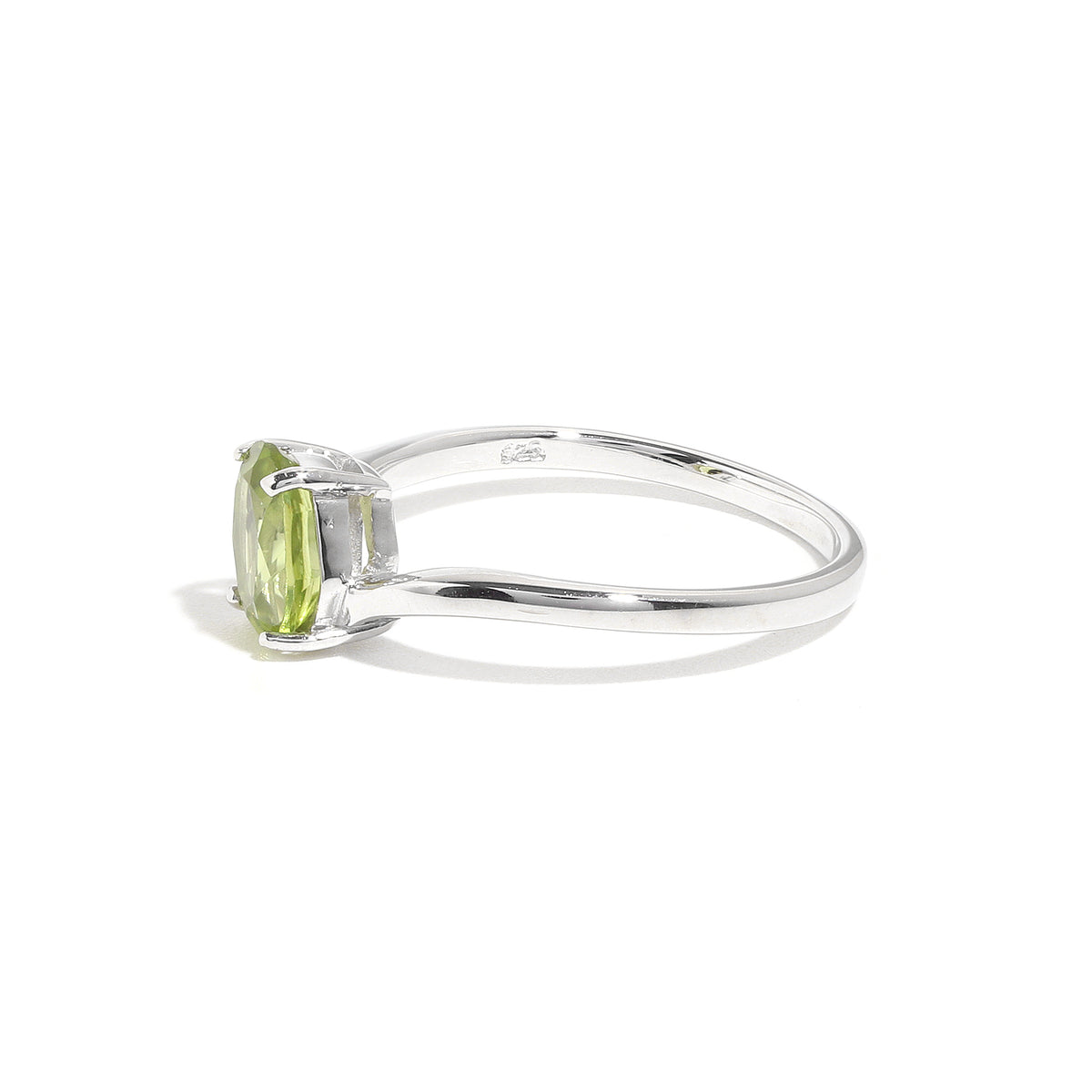 Natural Peridot Oval Solitaire Ring in 925 Sterling Silver