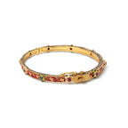 Handcrafted multigemstone bracelet with red enamel detailing