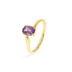 Natural Amethyst Oval Solitaire Ring in 18K Gold-Plated Sterling Silver