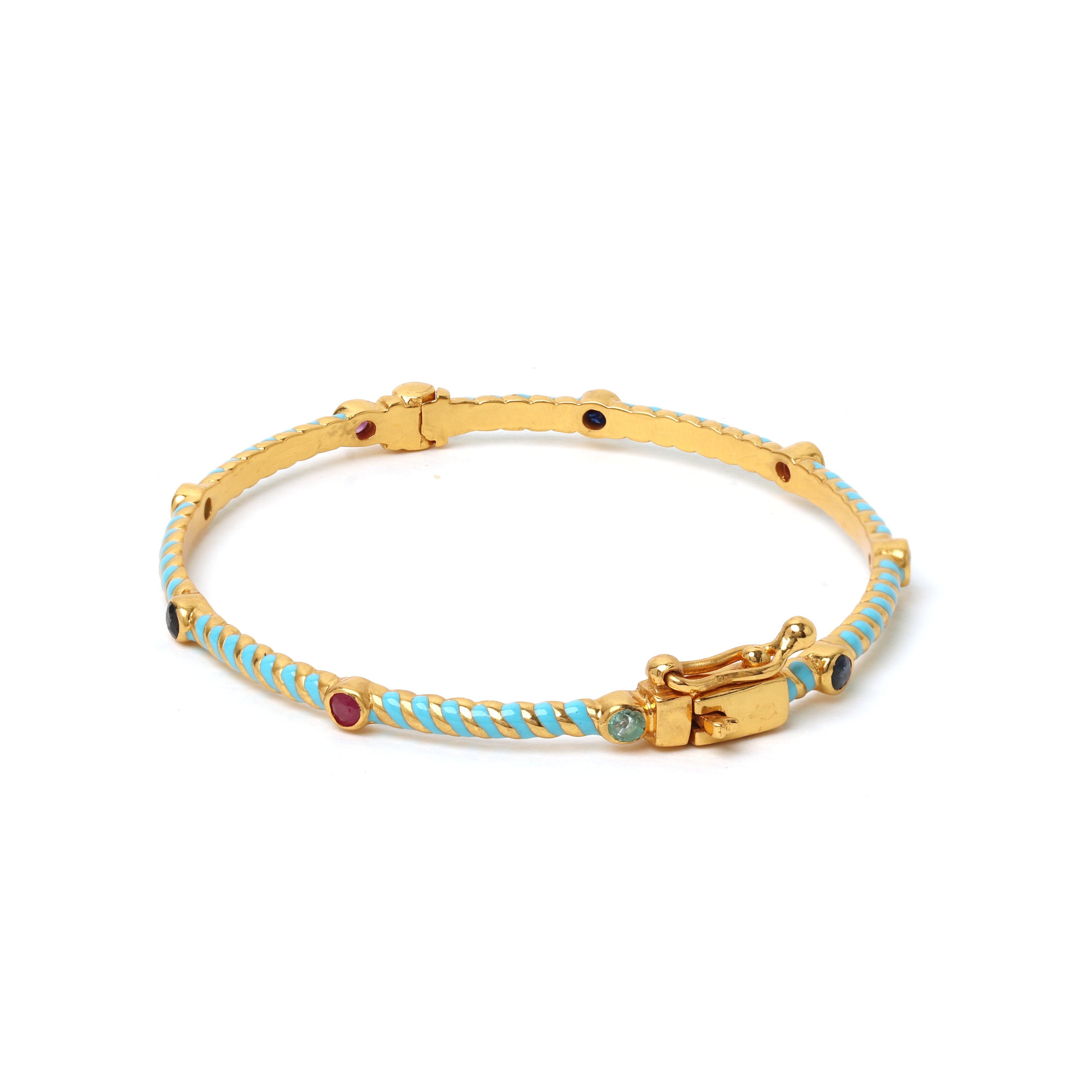 Multigemstone enamel bracelet handcrafted in Thailand