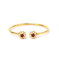 Natural ruby floral cuff bracelet in gold plated sterling silver