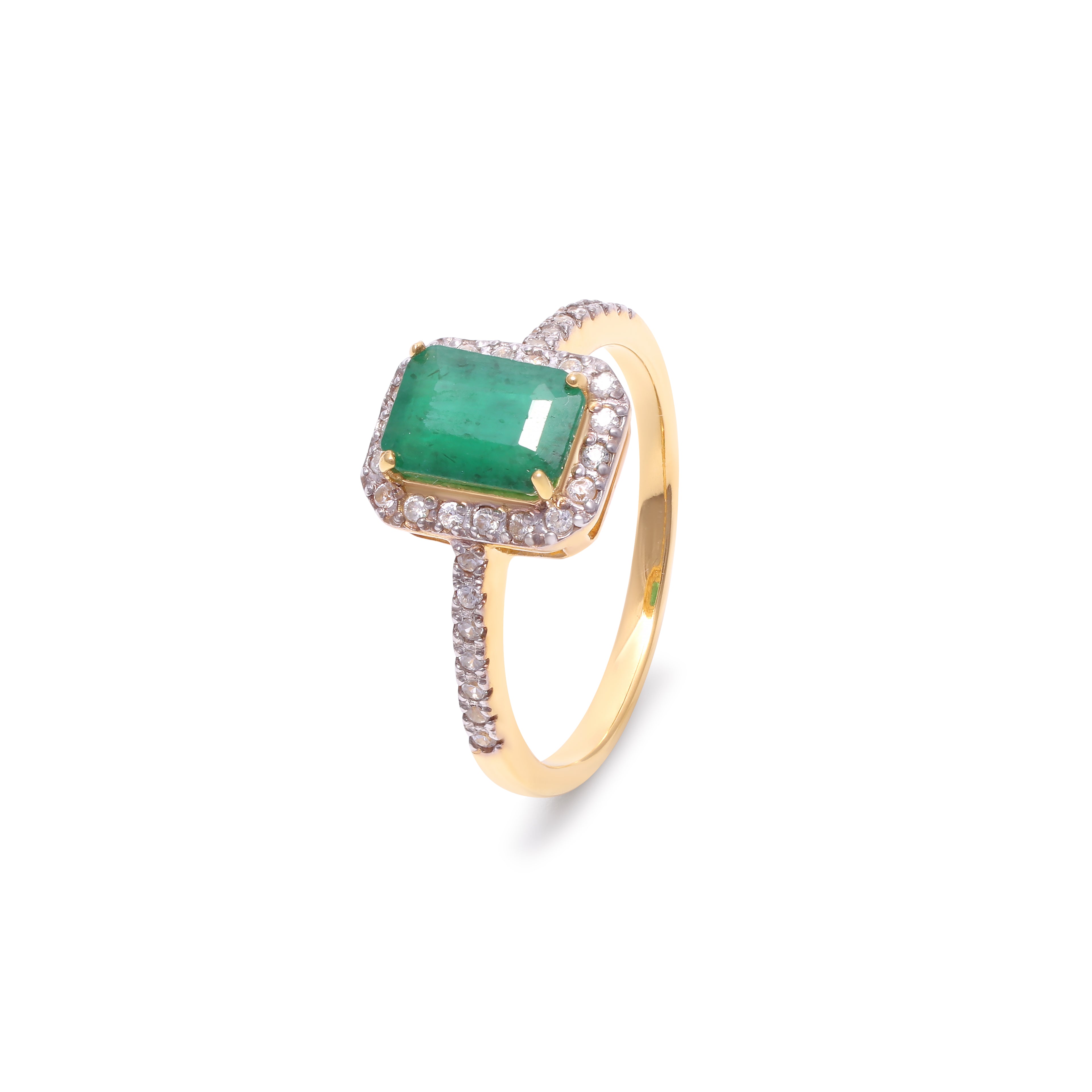 Emerald cocktail ring in 18K gold plated sterling silver by Jewelry By Crimson