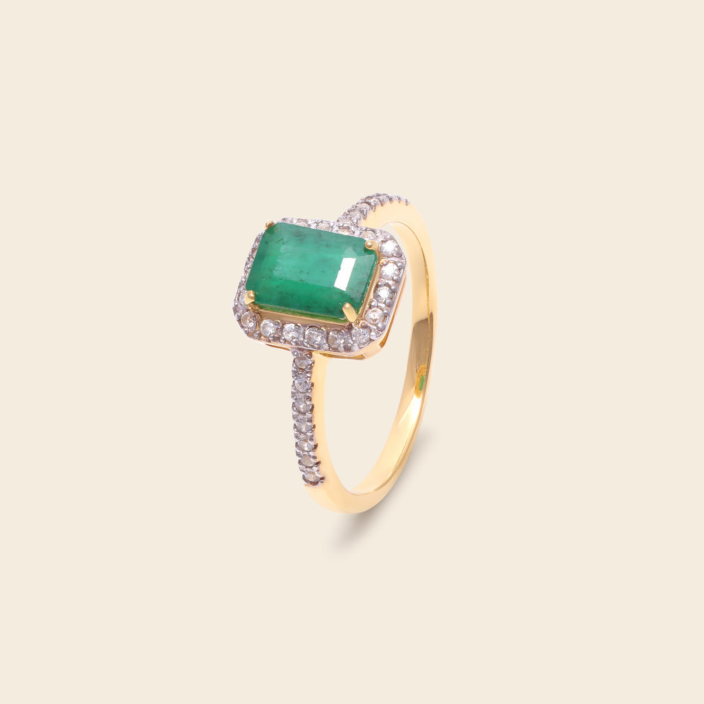 Emerald cocktail ring handcrafted in Bangkok