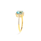 Emerald Cut Blue Topaz Engagement Ring in 18K Gold-Plated Sterling Silver