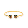 Natural ruby floral cuff bracelet in gold plated sterling silver