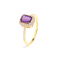 Emerald Cut Amethyst Engagement Ring in 18K Gold-Plated Sterling Silver