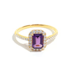 Emerald Cut Amethyst Engagement Ring in 18K Gold-Plated Sterling Silver