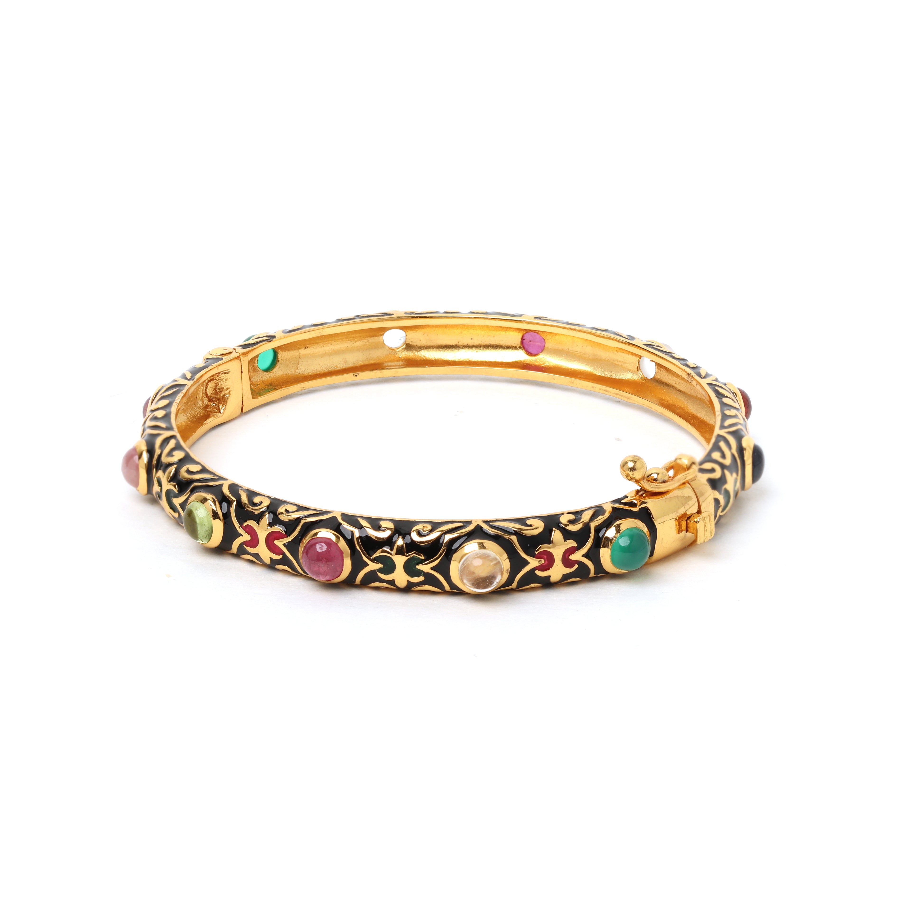 Luxury multicolor gemstone bangle handcrafted in Thailand