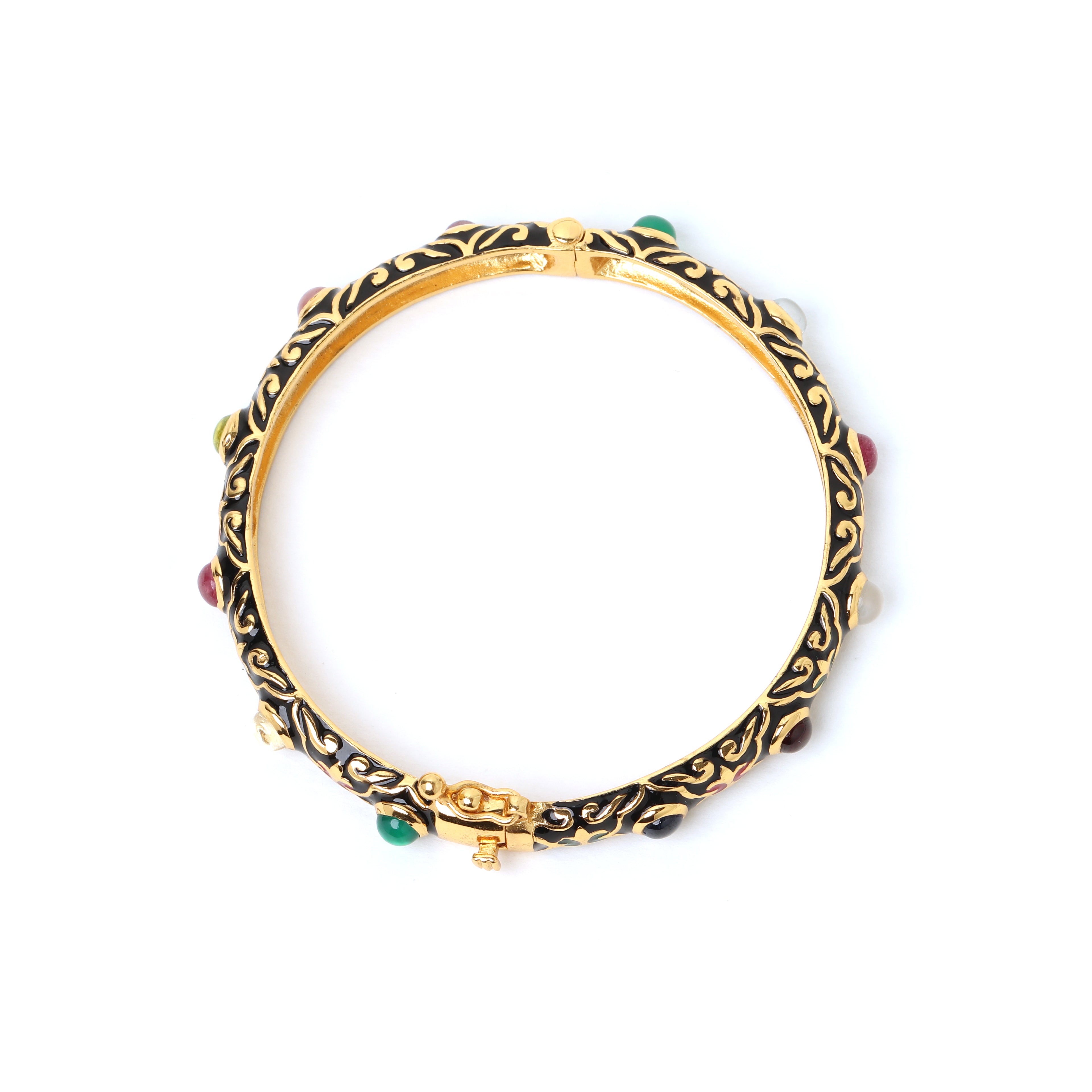 Gold plated sterling silver bracelet with colorful natural gemstones
