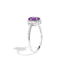 Emerald Cut Amethyst Engagement Ring in 925 Sterling Silver