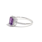Emerald Cut Amethyst Engagement Ring in 925 Sterling Silver