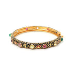 Multigemstone bracelet with black enamel in gold plated sterling silver