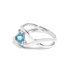 Natural Blue Topaz Trillion Ring in 925 Sterling Silver