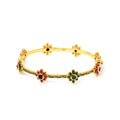 Ruby and sapphire floral bracelet in gold plated sterling silver