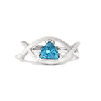 Natural Blue Topaz Trillion Ring in 925 Sterling Silver