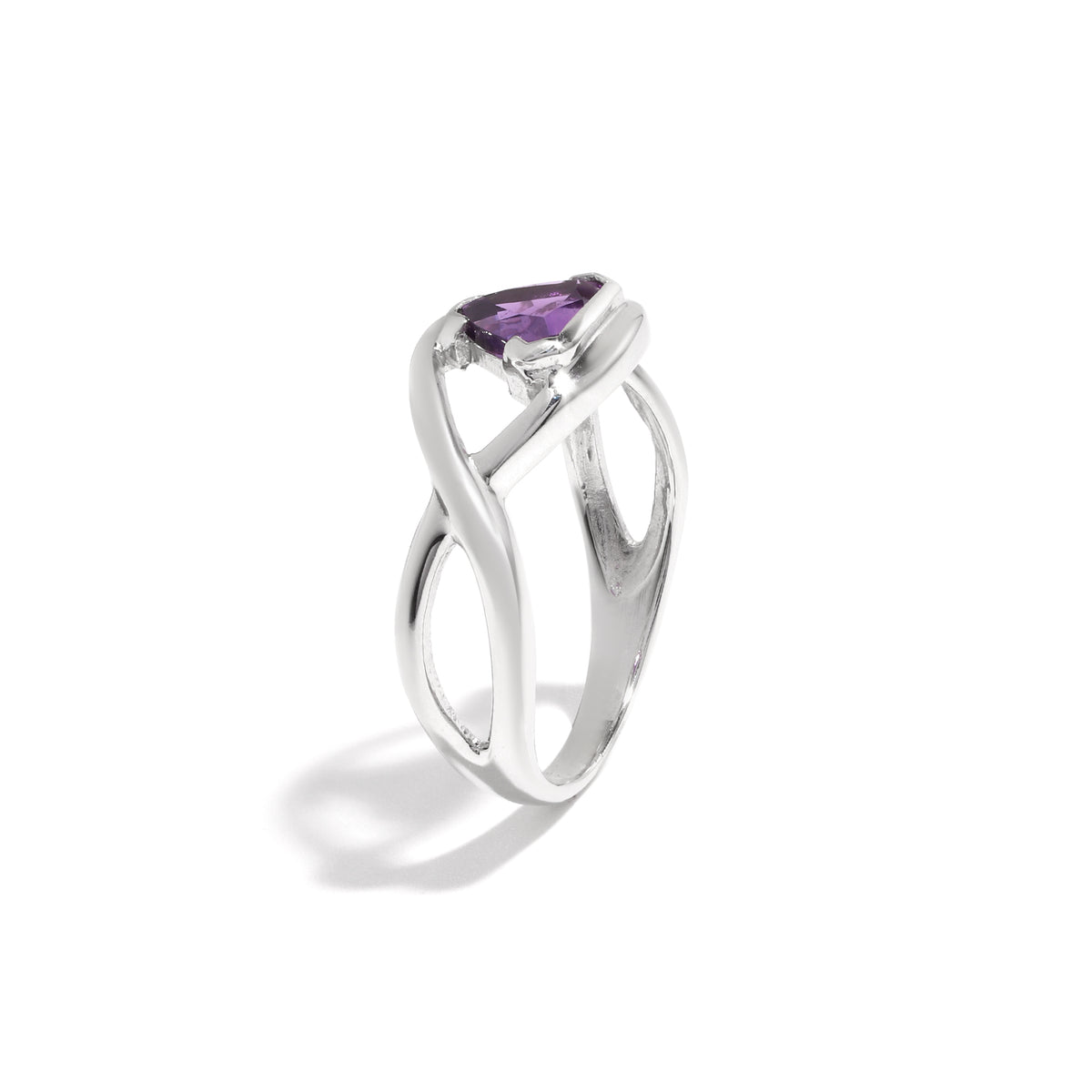 Natural Amethyst Trillion Ring in 925 Sterling Silver
