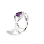Natural Amethyst Trillion Ring in 925 Sterling Silver