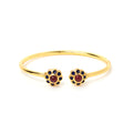 Natural ruby floral cuff bracelet in gold plated sterling silver