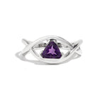Natural Amethyst Trillion Ring in 925 Sterling Silver
