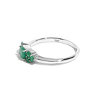 Emerald Seven Stone Cluster Ring in 925 Sterling Silver