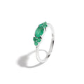 Emerald Seven Stone Cluster Ring in 925 Sterling Silver