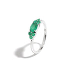Emerald Seven Stone Cluster Ring in 925 Sterling Silver