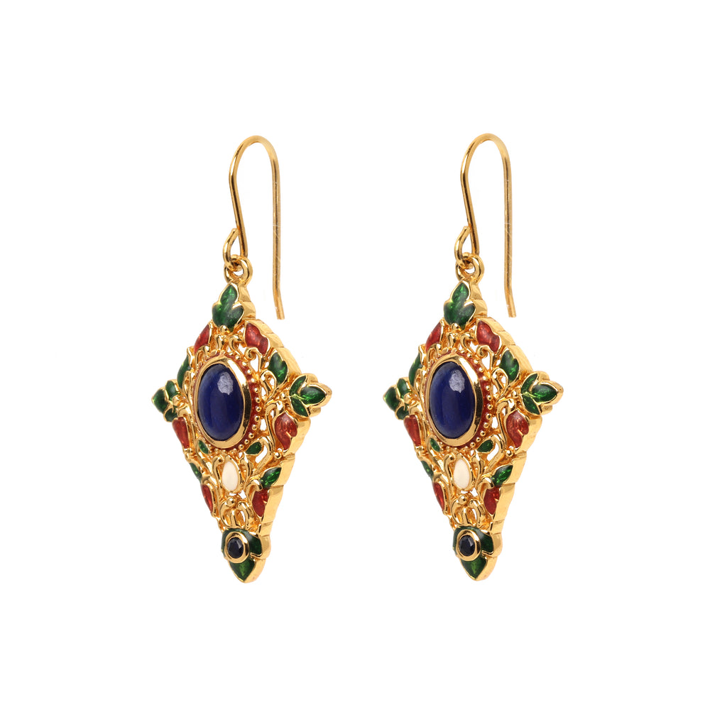 Luxury sapphire statement earrings with ornate artisan detailing