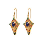 Luxury sapphire statement earrings with ornate artisan detailing
