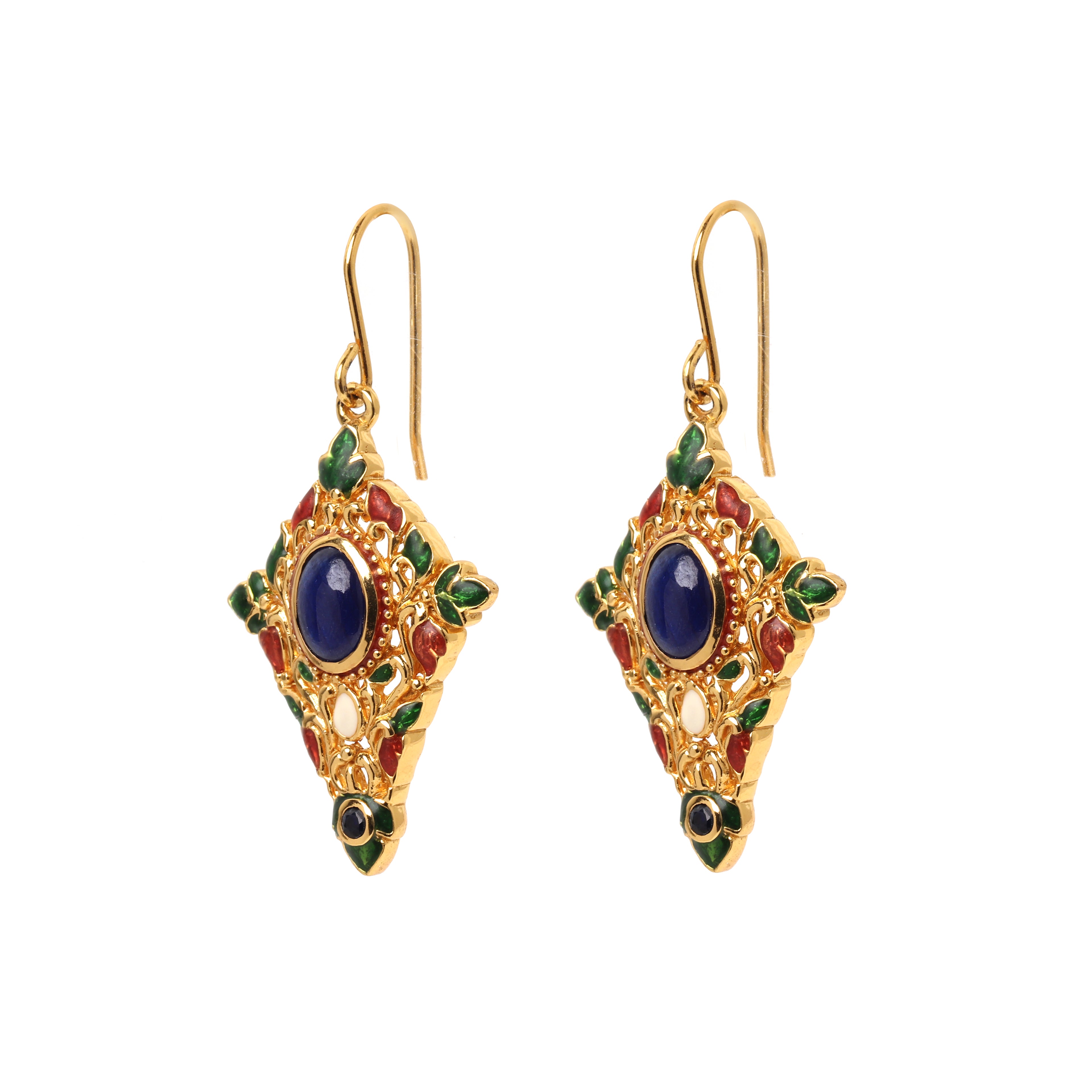 Luxury sapphire statement earrings with ornate artisan detailing