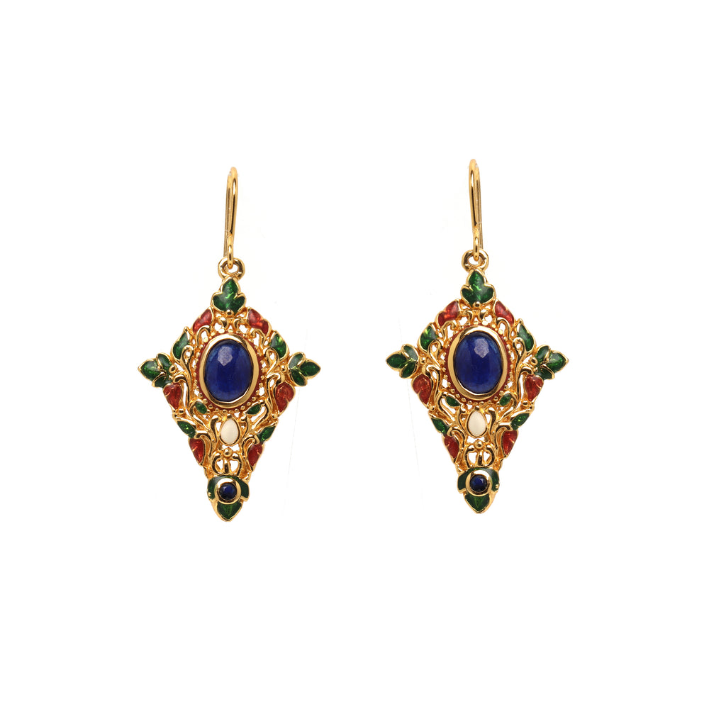 Natural sapphire drop earrings in gold plated sterling silver