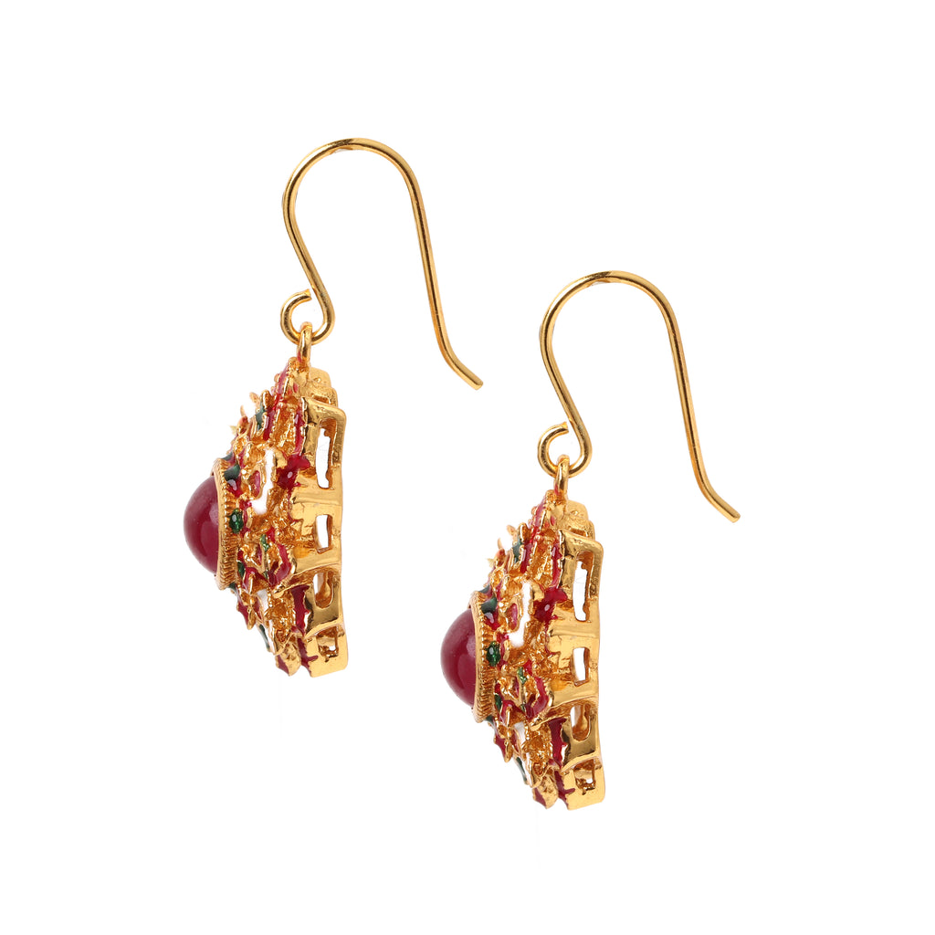 Handcrafted ruby gemstone earrings made in Thailand