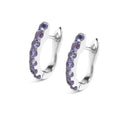 Natural Amethyst Hoop Earrings in 925 Sterling Silver