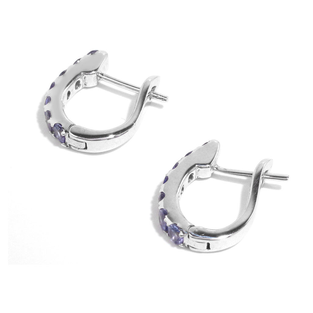 Natural Amethyst Hoop Earrings in 925 Sterling Silver