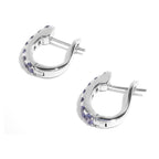 Natural Amethyst Hoop Earrings in 925 Sterling Silver