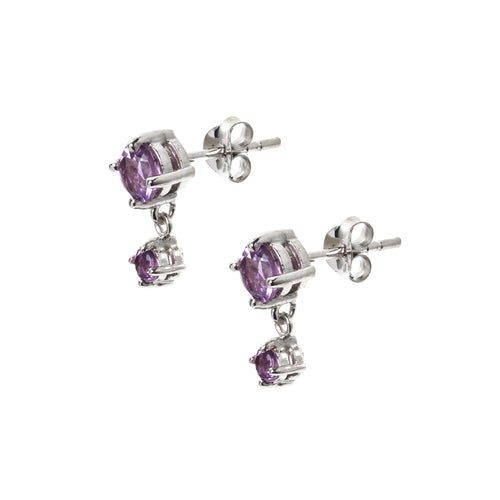 Amethyst drop earrings in 925 sterling silver with polished finish