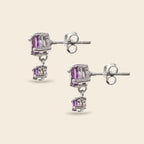 Amethyst Drop Earrings in 925 Sterling Silver