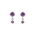 Minimalist amethyst dangle earrings handcrafted in Thailand