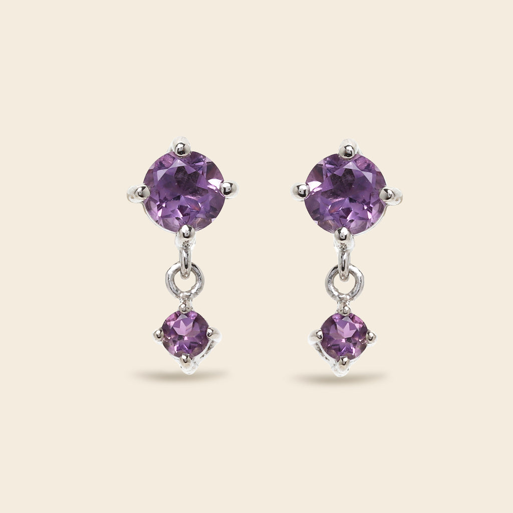 Amethyst Drop Earrings in 925 Sterling Silver