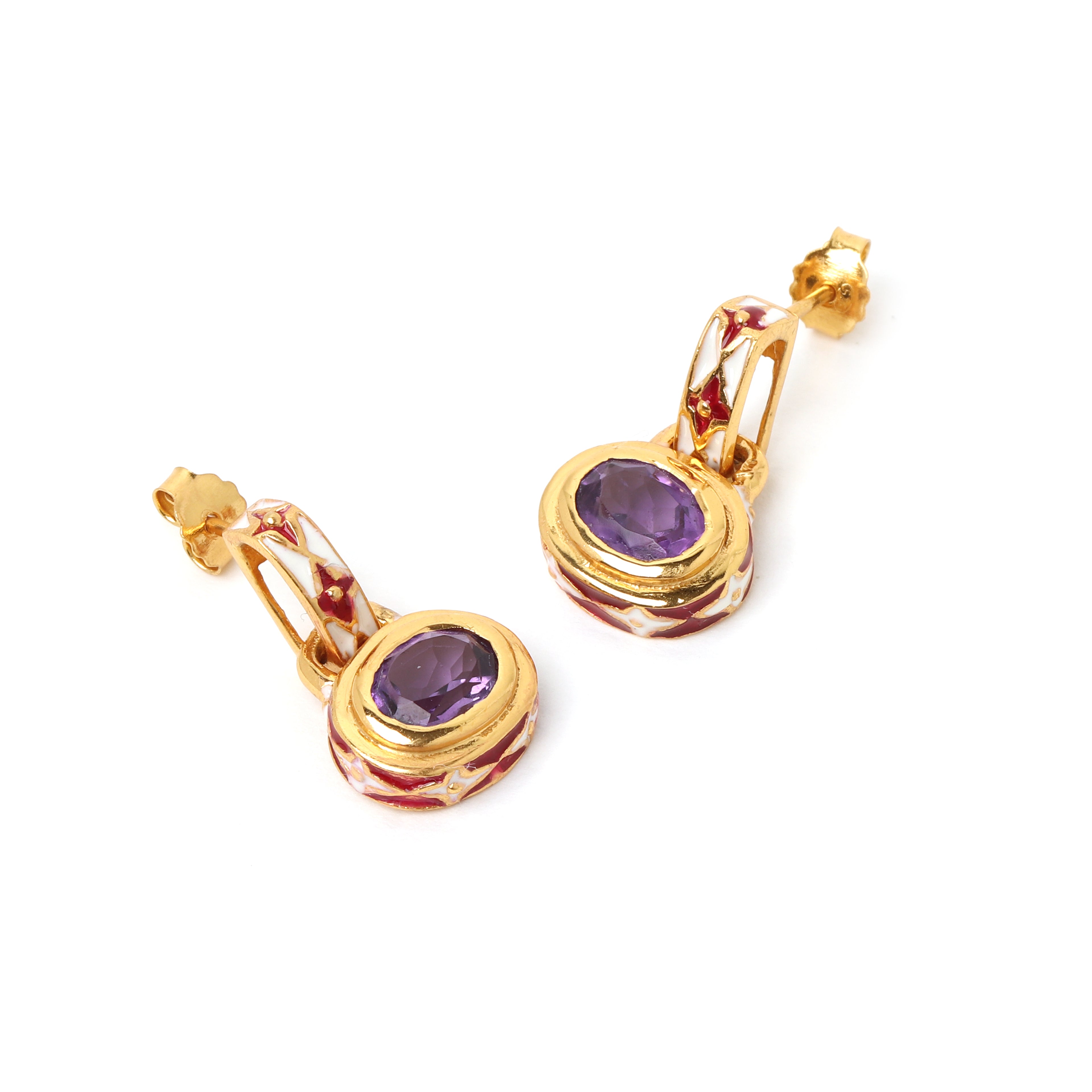 Luxury amethyst drop earrings handcrafted in Thailand