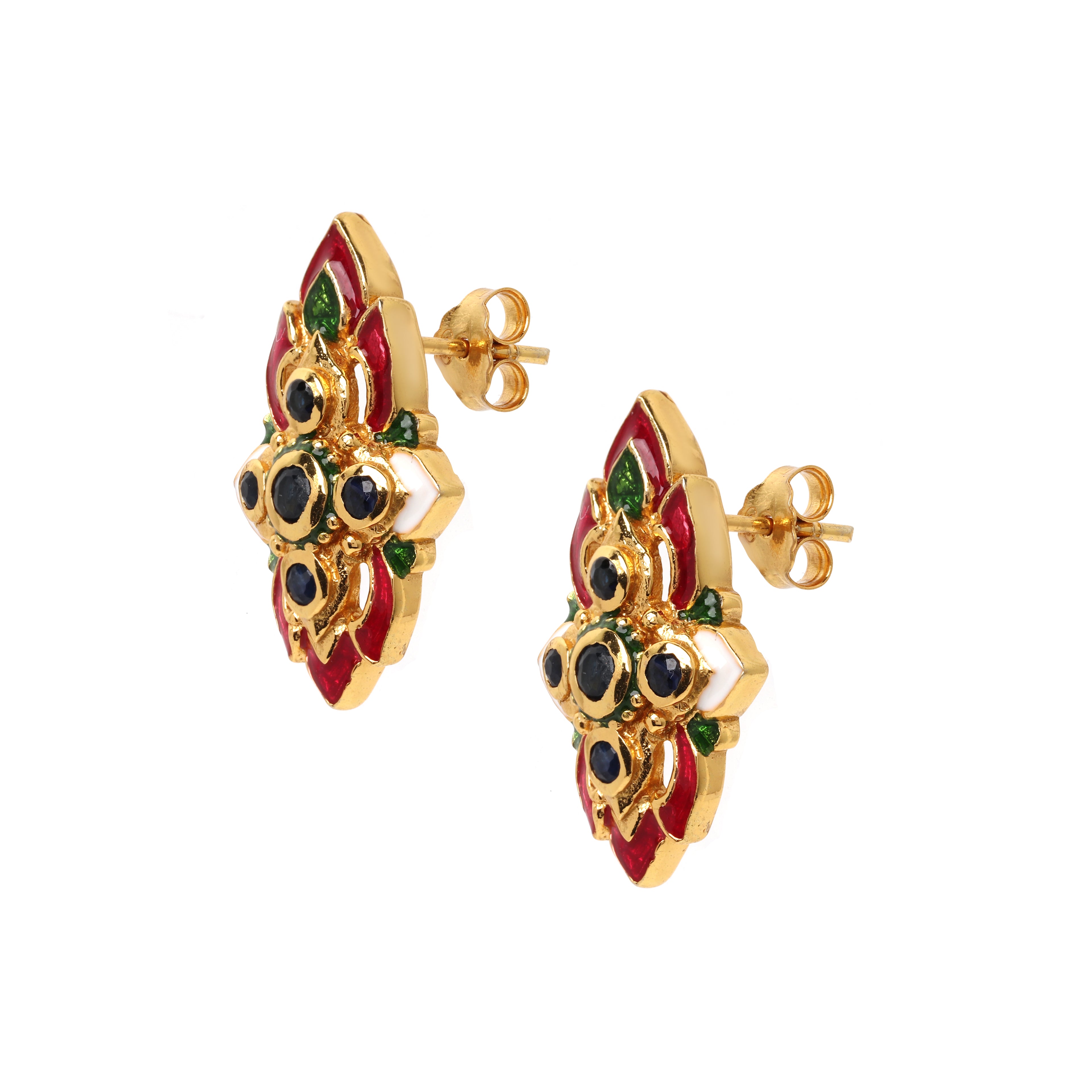 Multi-color sapphire earrings handcrafted in Thailand